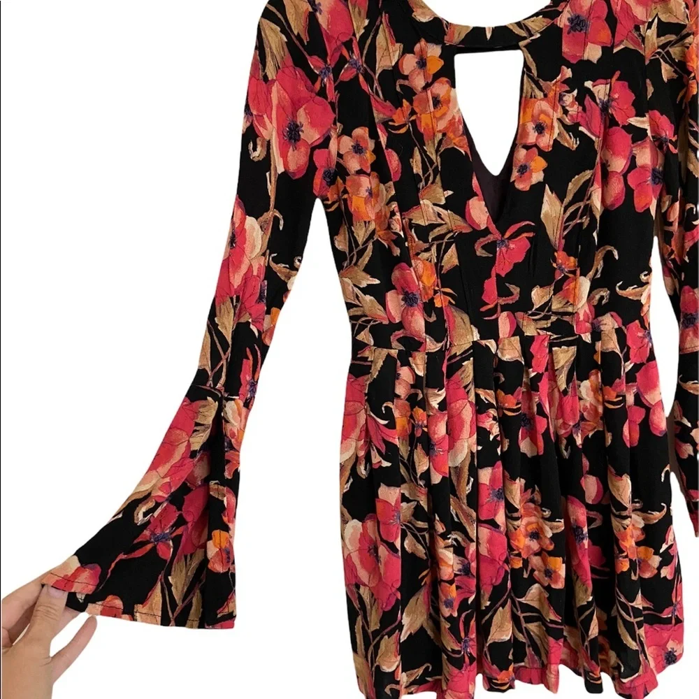Free People Tegan Printed Cutout Mini Dress